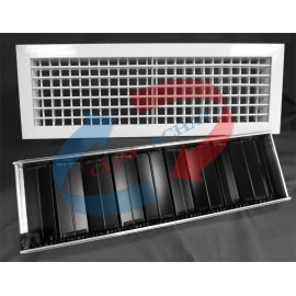 Grille de soufflage double L300xH100 deflexion avec registre blanc