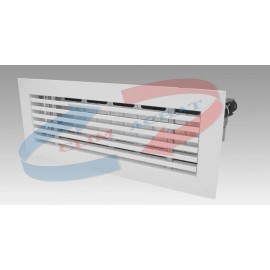 Grille de soufflage linéaire avec registre motorisé L300xH100 Blanc 220V.