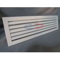 Grille de soufflage L400xH200 à ailettes courbes blanc